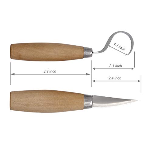 SZQHT Wood Carving Hook Knives Set for Carving Spoons Bowls Kuksa and Cups Right Handed Spoon Carving Tools for Professional Spoon Carvers and Beginners - Thumbnail 2