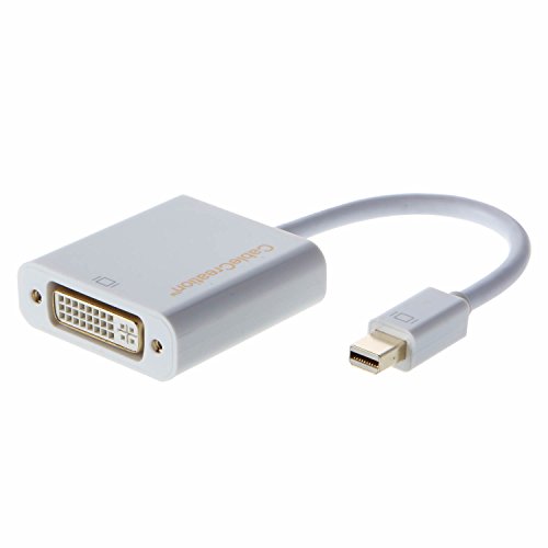 Cablecreation Gold Mini Displayport (Thunderbolt Port Compatible) to DVI Adapter Cable for Mac Book, Imac and More, White Color