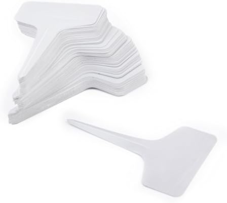TENDOC T-Shape Plastic Plant Pot Markers Sticks Nursery Garden Labels Pack of 100pcs Gray White