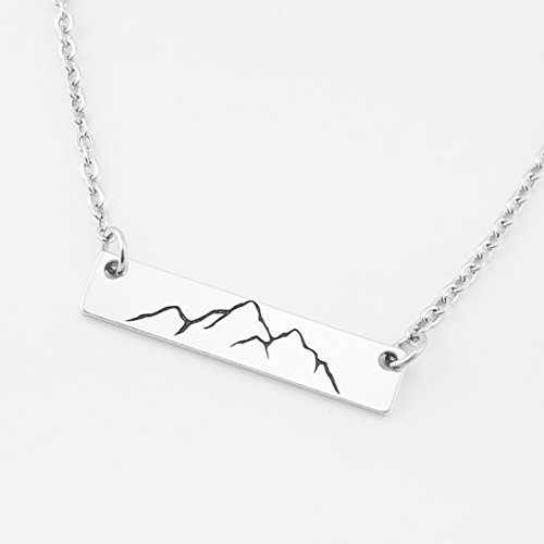Mountain Range Bar Necklace - Hand Stamped Aluminum and Stainless Steel
