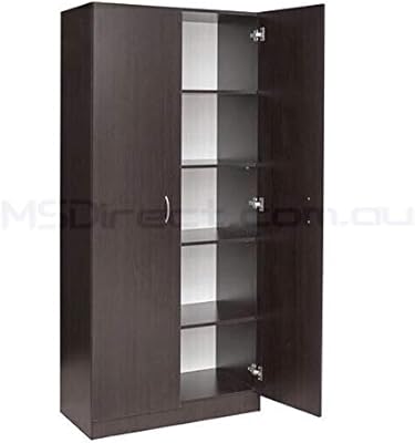 New 2 Door Pantry Linen Storage Cupboard Shelf Wardrobe Kitchen
