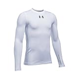 Under Armour Boys' ColdGear Armour Crew, White/Steel, Youth Medium