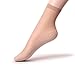 Ueither Women's 12 Pairs Silky Anti-Slip Cotton Sole Sheer Ankle High Tights Hosiery Socks Reinforced Toe(12 Pairs Beige)