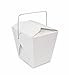 MULMEHË Chinese Take Out Quart Sized Food Boxes, Metal Wire Handle, White, 32 oz., Pack of 40