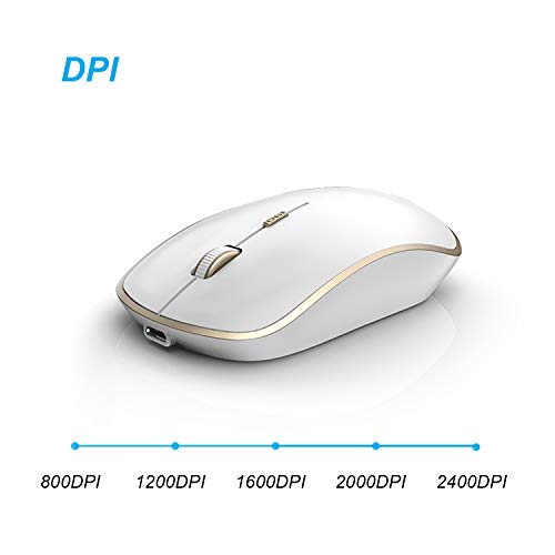 JOYACCESS Aluminum Wireless Keyboard and Mouse Combo,Slim Wireless Keyboard Mouse with Rechargeable Battery and Numeric Keypad for Laptop,Windows,Notebook, PC, Desktop, Computer-White and Gold - Thumbnail 4