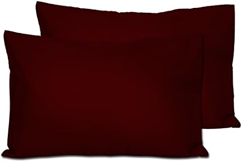 2 Dark Maroon Toddler Pillowcases - Envelope Style - for Pillows Sized 13x18 and 14x19-100% Cotton with Sateen Weave - Machine Washable - 2 Pack