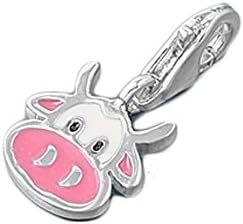 .925 Sterling Silver Cow Bracelet Charm