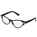 World Pride 50's 60's Cat Eye Grease Cateye Glasses Rhinestone for Fancy Dress (Black)