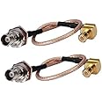 DHT Electronics RF coaxial coax cable assembly BNC female to MCX male right angle 6'' Pack of 2