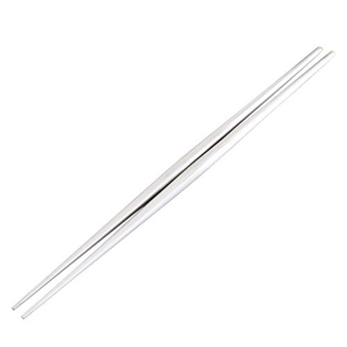 Stainless Steel Kitchen Chopsticks Non-slip Reusable Chinese Chopstick Home Tableware Accessories for Hot Pot Cooking Frying Noodle (Silver) - Thumbnail 3