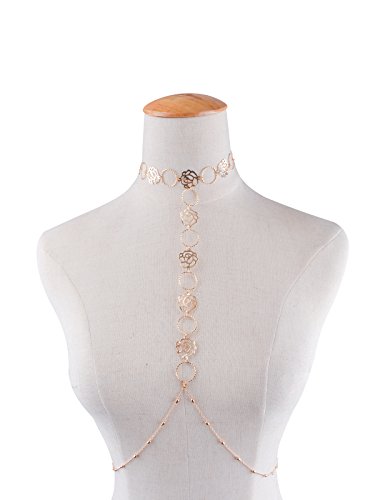 JeVenis Luxury Harness Bikini Rhinestone Bralette Body Chains Belly Chain Jewelry (New Rose Only) - Thumbnail 6