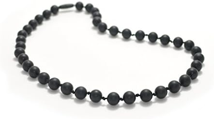 Bitey Beads Classic Silicone Teething Nursing Breastfeeding Chewable Necklace (Jet Black)