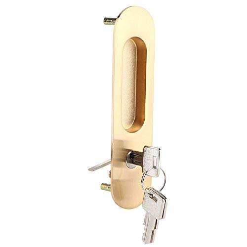 Door Lock Sliding Door Lock Handle Anti-theft with Keys for Barn Wood Furniture Hardware Modern Design(Gold)