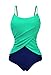 Zando Womens Vintage Frilly One Piece Swimsuit Tummy Control Swimwear Swimsuits Color Splicing Plus Size Bathing Suits Apple Green 5XL (US 18-20)