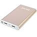 Elefull Thin Portable Power Bank 10000mAh Torch 2USB Ports Quick Charge Mobile Phone Camera Speaker 5V device Charge iPhone samsung HTC LG Huawei etc. (Gold)