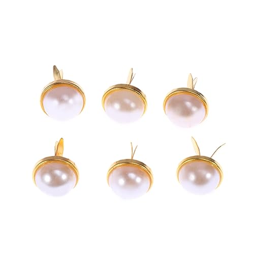 SMASOLO 100pcs Pearl Shaped Fasteners Flat Back Metal Brads for Scrapbooking Cards DIY Crafts Decoration