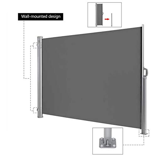 YAOBAO Ausziehbare Markise Seitenmarkise Mit Rahmen Aus Vollaluminium Seitenmarkise Start Sichtschutz Sonnenschutz Einziehbar Sichtschutz Für Balkon, Terrasse Und Garten,Grau – Bild 7