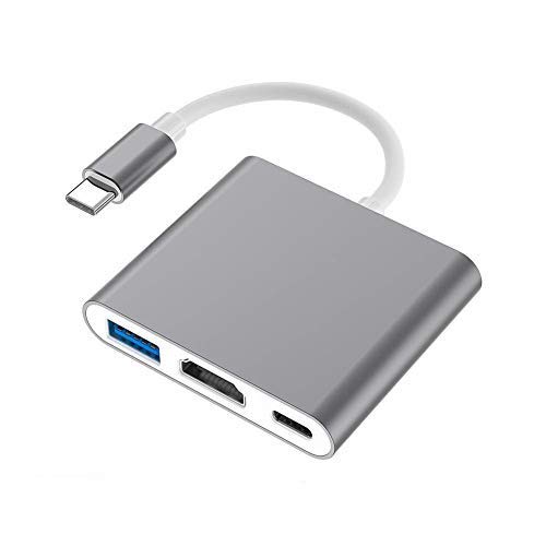 Wishlink USB-C to HDMI Adapter,USB 3.1 Type C to HDMI 4K Multiport AV Converter with USB 3.0 Port and USB C Charging Port (Grey)