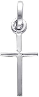 14k White Gold Large Cross Religious Charm Pendant