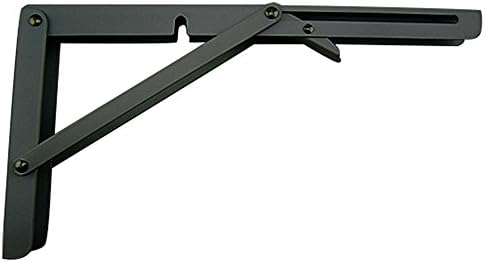 MechWares Folding Bracket for Shelves Tables Long Release Space Saving for Standing Desk Wall-Mounted Drop-Leaf in Kitchen | Laundry Room | Garage | Boat | RV -1 Pcs (12 inch, Black)