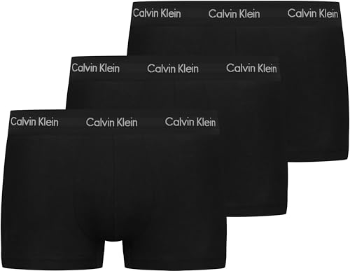Calzoncillos bóxer Hombre Pack de 3 Low Rise Trunks Ropa Interior, Negro (Black W Black WB), M