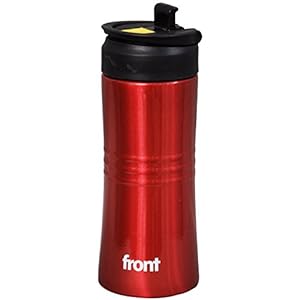 Front Stainless Steel Sipper Bottle, 450ml, Red/Black