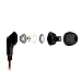 NoiseHush NX80 Earphones Premium Bass Stereo Headphones In-Ear with Tangle Free Cable Inline Microphone Earbuds - Black/Red