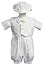 White Poly Cotton Christening Baptism Romper Set with Vest and Hat - Size L (12-18 Month)