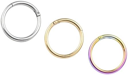 FB 16G 316L Stainless Steel Seamless Nose Ring Hoop Hinged Body Piercing Earring Hoop Clicker Ring……