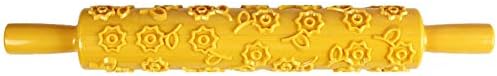 14 Pattern Embossed Rolling Pin, Vacally Embossing Baking Pastry Cake Roller Decorating Mold Tool Kitchenware Cookie Snowflake Heart-shaped Flower Non-stick Rolling Pin 37cm