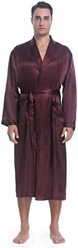 Shining Life Mens Shawl Classic Satin Kimono Robe Sleepwear