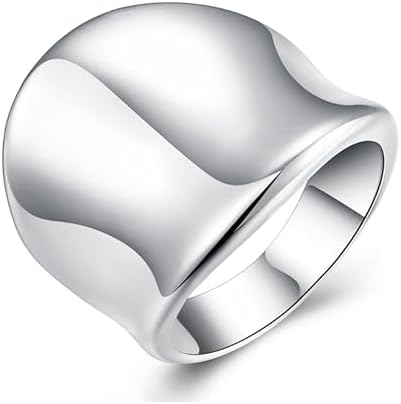 Amazon.com: HAIXIAN Classic Silver Plain Wide Band Ring,S925