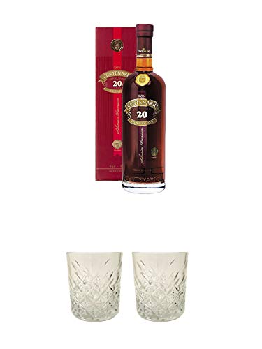 Ron Centenario 20 Solera Fundacion Costa Rica 0,7 Liter + Rum Glas 1 Stück + Rum Glas 1 Stück