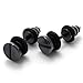 KONOV 2pcs Stainless Steel Mens Stud Screw Earrings, 1 Pair, Color Black, Diameter 7mm