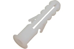 Pack of 100 White Plastic Anchors for Gypsum (6 mm)