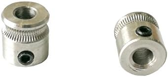 Samje MK7 5mm Bore Extruder Drive Gear Pulley Stainless Steel Feeder Wheel for 3D Printer 1.75mm Filament (Pack of 2pcs)