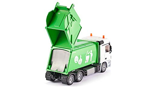 siku 2938, Müllwagen, 1:50, Metall/Kunststoff, Grün/Weiß, Öffenbarer Heckbereich, Inkl. Mülltonne – Bild 6