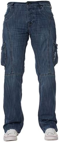 Kruze Mens Cargo Combat Work Trousers Pants Denim Jeans Big & Tall Waist Sizes