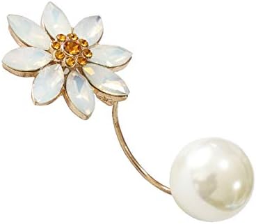 Shinywear Crystal Pearl Brooches Pin Flower Cardigan Sweater Hat Stick Clip Tie White Daisy Lapel Collar Low-Cut Dress Blouse Safety Pin Large
