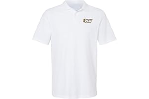 CAMPUS LAB Official NCAA Men's 100% Cotton Knit Polo Short Sleeve Shirt Primary Logo Collection, White