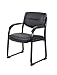 Boss Office Products Leather Sled Base Side Chair with Arms in Black