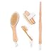 Exfoliating Dry Or Wet Body Wash Brush Set for Dry Brushing, Improving Circulation and Reducing Cellulite to Rejuvenate Skin - 4 Piece Natural Boar Bristle Set
