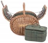 Red Hamper Green Tweed Picnic Basket for 4 - Complete Set view 3