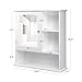 VASAGLE Mirror Cabinet, Bathroom Wall Storage Cabinet, Medicine Cabinet with Adjustable Shelf and 3 Open Compartments, 23.6 x 7.0 x 25.2 Inches, Wooden, White UBBC23WT