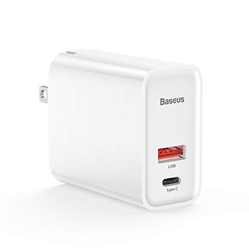 30W USB C Wall Charger, Baseus Dual Port USB C Charger with Power Delivery 3.0 & Quick Charge 3.0 Ports, USB Wall Charger for iPhone Xs/Max/XR/X/8, MacBook Pro/Air,Dell XPS,Galaxy S10/S9/S8 and More