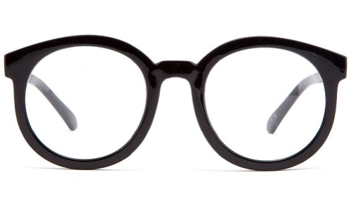 IG Unisex Clear Lens Temple Design Oval Fashion Glasses in Black