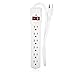 Maxxima 6 Outlet Power Strip Surge Protector - 300 Joules, Features Red On/Off Switch, 4 Pack, Powers Multiple Electronics and Devices Simultaneously, Perfect for Home Appliances - White