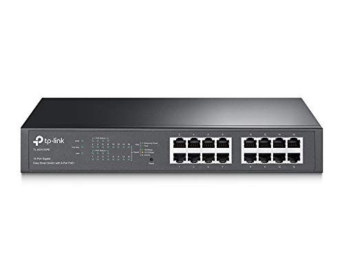 TP-Link 16-Port Gigabit PoE+ Easy Smart Managed Switch with 110W 8-PoE Ports | Unmanaged Plus | Plug and Play | Desktop/Rackmount | Metal | Lifetime (TL-SG1016PE)