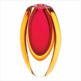 Sunfire Red and Gold Glass Vase by Sunfire