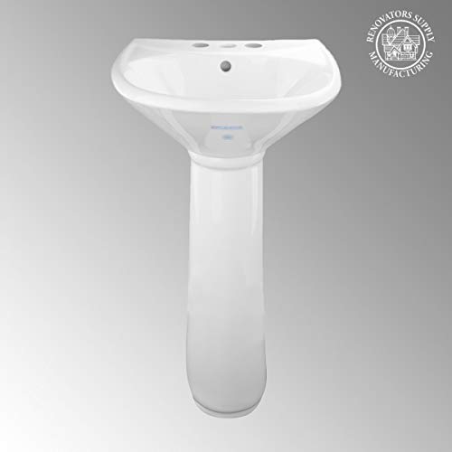 Ondine 16 Inch Pedestal Sink Compact White Sink With Overflow And Pre